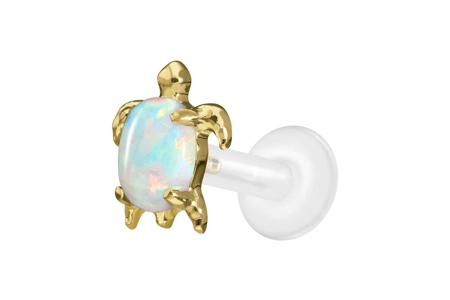 PTFE Labret Piercing mit Innengewinde + Titan-Aufsatz SCHILDKRÖTE